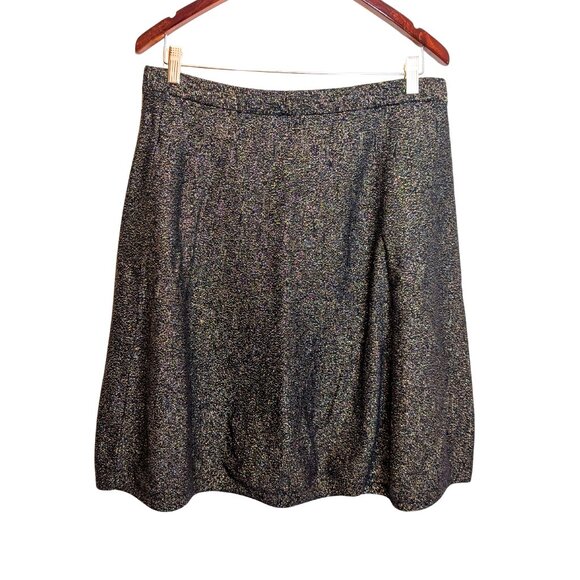 Nanette Lepore Womens XL Skirt Black Gold A Line Sparkle Metallic Pull On - Picture 3 of 6